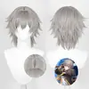 Comercio exterior transfronterizo: Protagonistas masculinos y femeninos, exploradores, pelucas de cosplay, cuero cabelludo simulado, corto plateado-gris, en stock