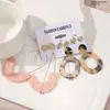 Pendientes de Moda Europeos y Americanos Transfronterizos Más Vendidos, Simples, Retro, con Formas Geométricas y Estampado de Leopardo, Elegante Set de Pendientes Cortos de Botón