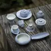 Serie de Juego de Té Pintado a Mano de las Dinastías Tang y Song, Juego de Té Kung Fu para Uso Doméstico, Incluye Gaiwan, Tetera, Tazas de Té, Posavasos, Recipiente para Té y Colección de Cuchara para Té