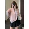 Estilo casual, jovem e descontraído: top de gola redonda com mangas raglan, moletom curto para mulheres, nova coleção outono/inverno C0906W
