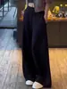 Calça Esportiva Casual de Veludo Preto Plus para Meninos e Meninas Outono Inverno 2026 Novo Estilo Quente Calça de Perna Larga Casual Solta Reta Grossa