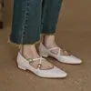 Couro de Ovelha de Primeira Camada, Estilo Clássico de Luxo Leve! Modelo Novo 2024, Sapatos Mary Jane Baixos para Todas as Estações de Primavera e Outono com Interior e Exterior Totalmente em Couro