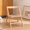 Cadeira Dobrável de Madeira Maciça, Cadeira Leve para Mahjong Doméstico, Cadeira Dobrável Simples Moderna para Sol, Cadeira de Mahjong com Assento de Rattan