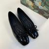 Pele de Ovelha ~ Sapatos Invisíveis com Aumento Interno de Altura de 5cm, Sapatilhas Versáteis com Laço para Mulheres, Sapatilhas de Ballet de Bico Quadrado em Couro Genuíno de Boca Baixa