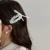 Novo Estilo Ballet de Verão Doce Renda Pérola Laço Fita Grampo de Cabelo Presilha Lateral Presilha para Cabelos Quebrados Acessórios de Cabelo