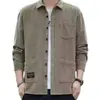 Camisa masculina de veludo cotelê, nova coleção primavera/outono 2026, modelagem solta, camisa versátil de manga longa, top casual para trabalho, peça externa