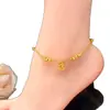 Tienda de Oro Mismo Estilo Tobillera de Cuentas Doradas Arena Color Duradero, Simple y de Moda, Joyería de Tobillera con Cascabeles Atractores de Riqueza para Mujer Venta al por Mayor
