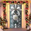 2026 Nova Cortina de Porta Banner de Natal Decoração de Fundo para Fotos ao Ar Livre com Papai Noel e Filhote