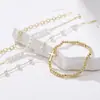 Outono 2024 Estilo Europeu e Americano Nova Moda Pulseira Empilhável com Contas de Pérola Imitação Cruz Simples Acessório