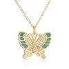 Aogu Banhado a Cobre Ouro 18K Gotejamento de Óleo Zircônia Colar com Pingente de Borboleta Feminino Nicho High-End Corrente para Clavícula Produto Quente Transfronteiriço