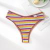 Fengyun 2025 Ropa Interior Sexy Tipo T de Algodón Tejido Transpirable a Rayas de Colores de Cintura Media para Mujer