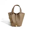 Bolso de Mano para Mujer Piel de Vaca de Primera Capa Cesta de Verduras 2025 Popular Bolso Cubo Pequeño Bolso de Mano Bolso de Mano de Gran Capacidad