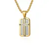 Design Original Europeu Combinação Mecânica Cruz Embellished Aço Inoxidável Jateado Inlay Moda Tendência Tag Militar Pingente