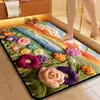 Alfombrilla de Baño con Diseño de Plantas y Flores Transfronterizo, Alfombrilla de Piso de Lodo Diatomeas, Felpudo para Puerta de Entrada, Alfombrilla Absorbente de Agua, Resistente a la Suciedad, Antideslizante para Uso Doméstico