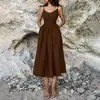 Comercio Exterior Europeo Transfronterizo Ropa de Mujer Verano 2026 Nuevo Vestido Largo Estilo Mori Sexy Moda Espalda Descubierta Tirantes Finos Vestido
