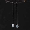 Pendientes de plata de ley s925 con circonitas de gota de agua de moda coreana para mujer