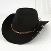 Chapéu de Cowboy Ocidental com Decoração de Cinto de Estrela, Circunferência da Cabeça Grande, Chapéu de Outono, Aba Larga, Moda Europeia e Americana, Cartola Estilo Britânico