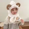 Chapéu de Capivara com Orelhas Móveis, Chapéu e Cachecol de Proteção Auricular Infantil, Chapéu de Pelúcia Quente e à Prova de Frio de Peça Única