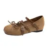 Zapatos Mary Jane Retro con Lazo para Aumentar Altura para Mujer, Nuevo Estilo Verano 2026, Versátiles con Faldas, Zapatos Planos