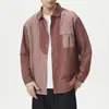Camisa de Manga Larga a Rayas de Contraste Retro Simple Chaqueta para Hombre 2026 Nuevo Otoño Casual Talla Grande Camisa Cárdigan