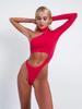 Moda Transfronteiriça Garota Quente Cor Sólida Gola Halter Vazado Fora do Ombro Sexy Justo Um Ombro Manga Longa Macacão Exterior para Mulheres