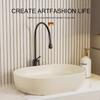 Estilo Crema Apartamento Pequeño Lavabo de Cerámica con Encimera Lavabo Ovalado Lavabo de Arte para Baño Hogar