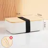 Lonchera de una sola capa transfronteriza de Amazon, lonchera de plástico con tapa de madera y vajilla, lonchera para microondas para trabajadores de oficina, venta al por mayor