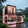 Cafetería con contenedor de doble capa estilo girly, con muros cortina de cristal panorámicos, un lugar escénico para acampar y un lugar popular para que los influencers de redes sociales tomen fotos, ofreciendo comida ligera