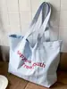 Bolsa de Lona de Gran Capacidad para Verano 2026 Bolso Tote Simple con Bordado de Letras para Mujer Bolso Tote Versátil Nuevo de Gran Capacidad