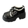 Zapatos Mary Jane, mocasines negros de suela gruesa para otoño e invierno para mujer, nuevos zapatos pequeños de cuero estilo británico JK vintage 2026 que aumentan la altura