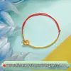 Pulseira de Fio Liso Vermelho-Pêssego Prata Pura 999 com Pequenas Contas Redondas, Pulseira de Fio Vermelho Ajustável Feita à Mão DIY