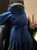 Bufanda Cuadrada de Color Sólido Estilo Coreano Versátil de Falso Mohair para Mujer, Calentador de Cuello Grueso de Invierno Atmosférico para Estudiantes