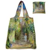 Sacola de Compras Dobrável com Grande Capacidade, Série Pintura a Óleo, Nova Estampa Digital de Desenho Animado, Sacola de Compras Portátil Ecológica