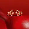 Brincos Fofos Estilo Ano Novo com Tema "Fique Rico Logo", Brincos Adoráveis e Estilosos para o Festivo Ano do Cavalo, Perfeitos para o Ano Novo