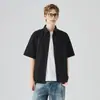 APO Ropa para Hombre Camisa Blanca de Manga Corta para Hombre Verano Alta Gama Estilo Coreano Holgada Camisa de Vestir Superior