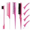 Conjunto Popular de Pentes para Pentear Cabelo Transfronteiriço com Dez Peças, Ferramentas de Styling, Pente para Desfiar, Pente com Cabo de Agulha de Aço, Conjunto de Pentes para Maquiagem e Styling de Cabelo