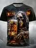 Camiseta Informal Versátil de Moda Tendencia de Alta Calidad con Estampado de Calavera para Hombre de Manga Corta, Transfronteriza Europea y Americana, Nueva 2025