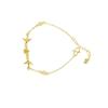 Pulsera Chapada en Oro de Estilo Chino Vietnamita para Mujer, Nueva Pulsera de Flor de Durazno y Golondrina Estilo Chino, Estilo de Lujo Ligero de Moda, Joyería de Mano con Color Duradero
