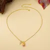Nuevo Collar de Piña con Diamantes Rosados Cepillados Estilo Chino para Mujer, Cadena Dulce para Clavícula, Collar Cruzado, Mismo Estilo que en Xiaohongshu