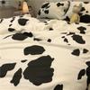 Juego de Cuatro Piezas de Ropa de Cama de Oso de Dibujos Animados Simple Escandinavo Funda de Edredón de Algodón Lavado Azul Juego de Tres Piezas de Sábanas para Cama de Dormitorio Estudiantil