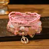 Pulseras multicapa al por mayor, pulseras transfronterizas de cuentas de vidrio de colores, cuentas de cerámica personalizadas, colgantes en forma de corazón, juego de seis piezas