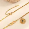 Colar Cross-Border em Aço Inoxidável com Pingente de Símbolo do Infinito em Aço Titânio e Ouro 18K - Colar Feminino Sunshine - Joia que Não Desbota, Estilo Europeu e Americano