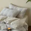 [Macio e Luxuoso] Sensação de Alto Padrão, Algodão Puro de Classe A, Conjunto de Quatro Peças em Gaze Dupla, Fio Tingido em Massa Jacquard Xadrez, Capa de Edredom 100% Algodão para Mães e Bebês