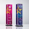Trofeo de cristal de estrella pentagonal creativa de alta calidad, trofeo de competición, grabado para personal destacado, equipo, premios de reunión anual