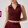 Camisa Polo de Verão Transfronteiriça com Gola Polo para Tênis Feminino, Colete Esportivo para Fitness, Top de Yoga Slim-Fit para Pilates