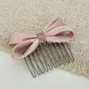 Peine Pinza para el Cabello con Moño de Satín Colorido Estilo Coreano, Pinza Dulce y Elegante para Flequillo, Peine Pinza para el Lado y la Parte Trasera de la Cabeza