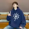 Sudadera con capucha de moda estilo americano para otoño e invierno, juvenil, unisex, top casual holgado, chaqueta de telaraña