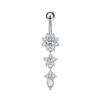 Colgante de cadena de circonita con forma de gota de agua y corazón de melocotón con lazo de mariposa transfronterizo, joyería para piercing de ombligo, venta al por mayor