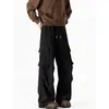 Pantalones cargo plisados estilo americano, pantalones parachute de pierna recta hip-hop, estilo retro de street dance, pantalones largos casuales para hombre, nuevo diseño de moda