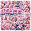 50 lindas pegatinas de graffiti de belleza rosa transfronterizas, pegatinas decorativas impermeables para equipaje, pegatinas para niños al por mayor